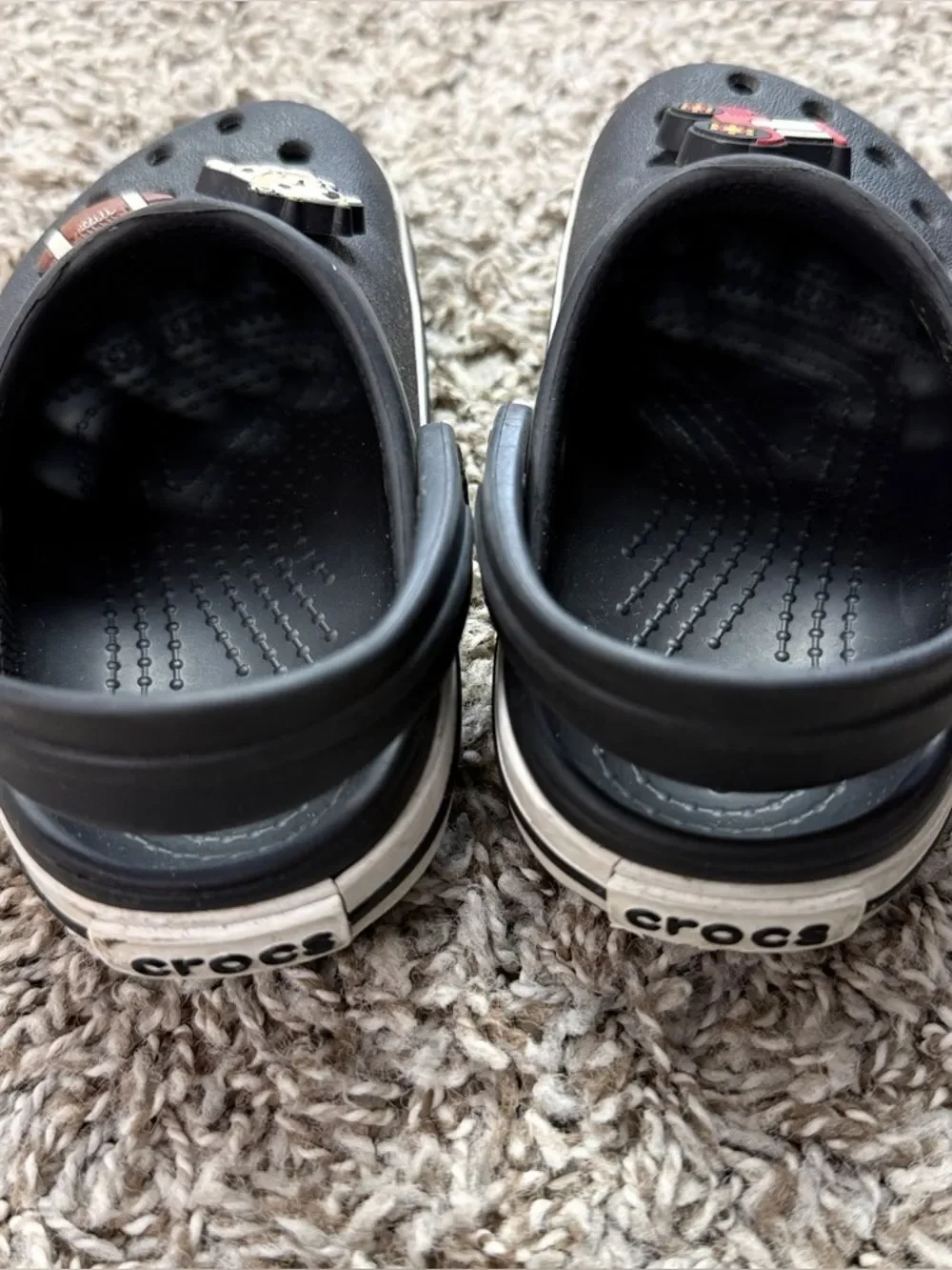 CROCS Kids Black Clogs with Playful Charms